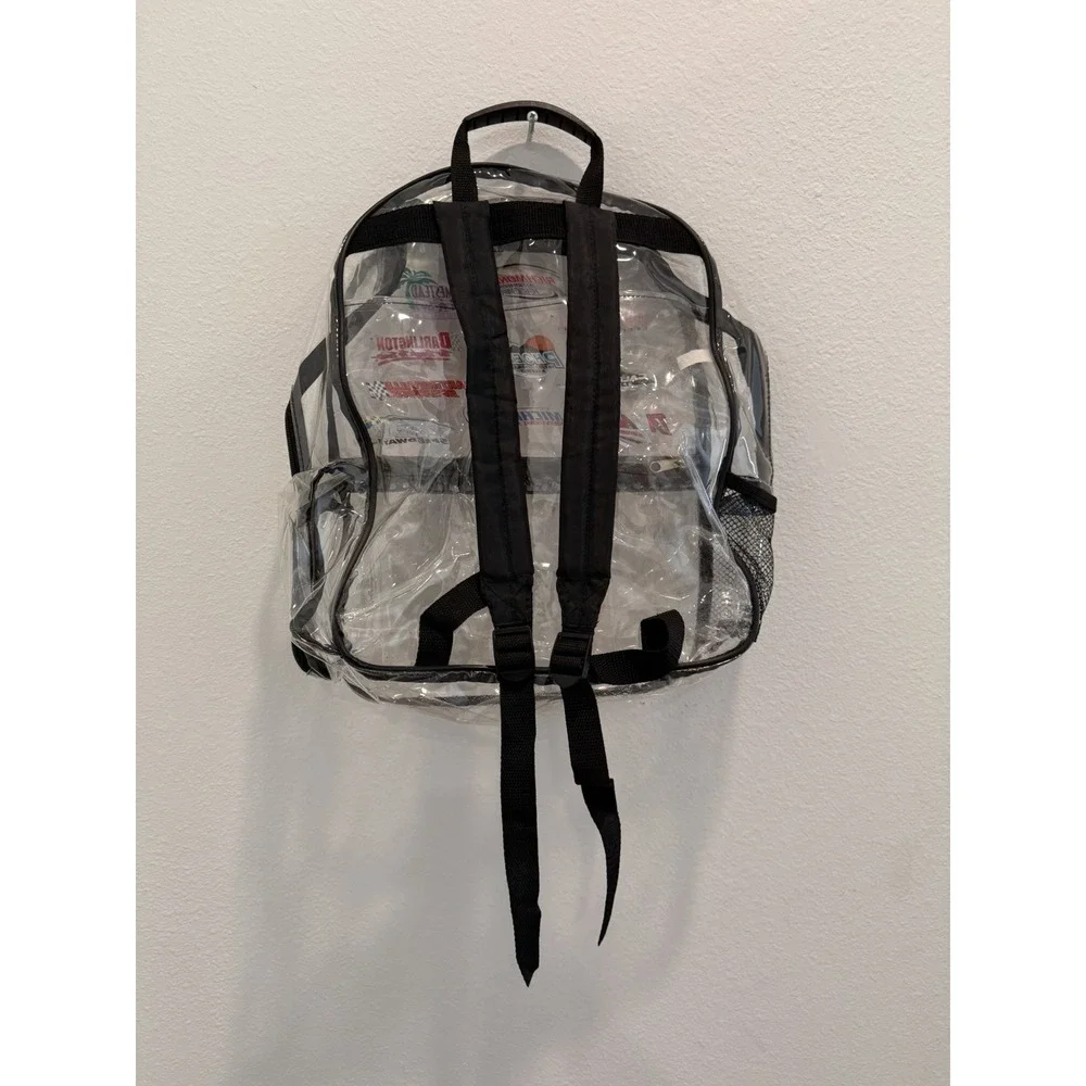 VINTAGE OFFICIAL NASCAR CLEAR BACKPACK Daytona Darlington Talladega California